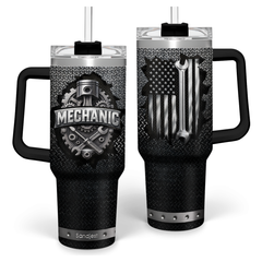 Mechanic Gift for Men, 40oz Stainless Steel Insulated Coffee Tumbler With Lid & Straw, Travel Mug Gift for Dad Husband, Christmas Birthday Father's Day