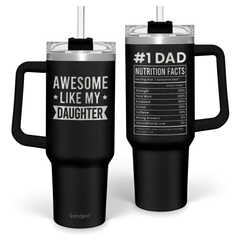 Dad Gift from Daughter, Awesome Like My Daughter 40oz Stainless Steel Insulated Coffee Tumbler With Lid & Straw, Travel Mug Cup Gift for Dad, Christmas Birthday Father's Day