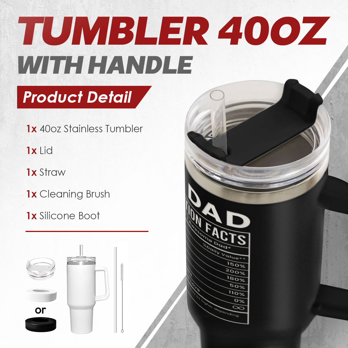 Dad Awesome Like My Daughter Quencher Tumbler with Handle 40oz