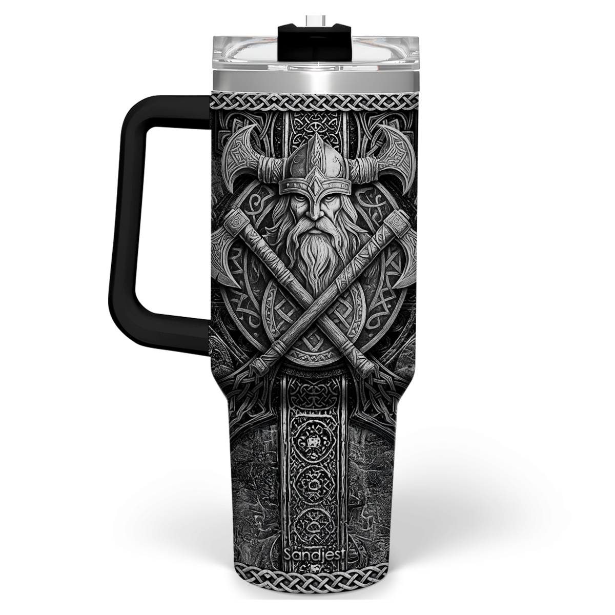 Viking Gifts for Men, 40oz Stainless Steel Insulated Coffee Tumbler With Lid & Straw, Travel Mug Cup Gift for Husband Dad, Christmas Birthday