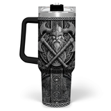 Viking Gifts for Men, 40oz Stainless Steel Insulated Coffee Tumbler With Lid & Straw, Travel Mug Cup Gift for Husband Dad, Christmas Birthday