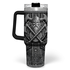 Viking Gifts for Men, 40oz Stainless Steel Insulated Coffee Tumbler With Lid & Straw, Travel Mug Cup Gift for Husband Dad, Christmas Birthday