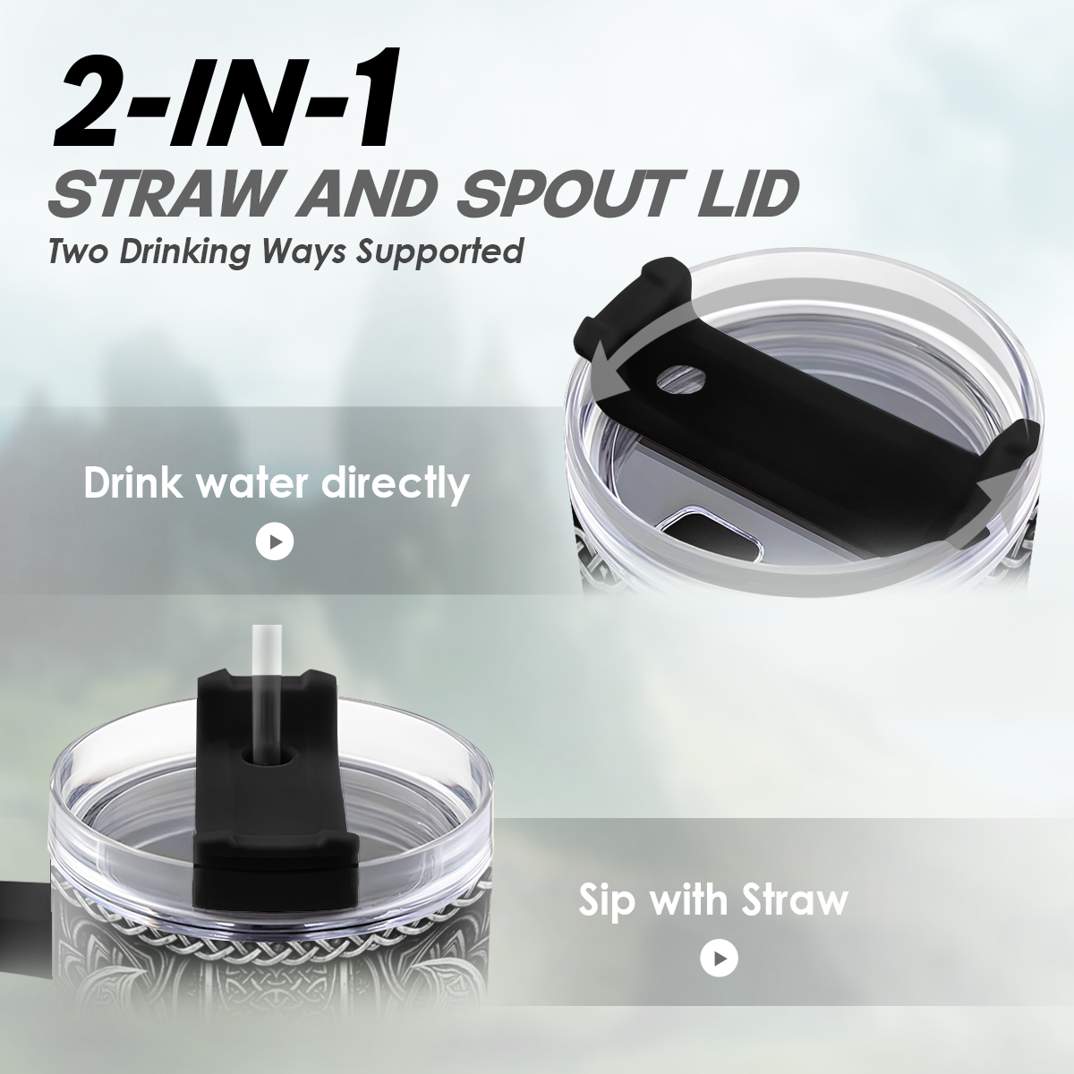 Viking Gifts for Men, 40oz Stainless Steel Insulated Coffee Tumbler With Lid & Straw, Travel Mug Cup Gift for Husband Dad, Christmas Birthday