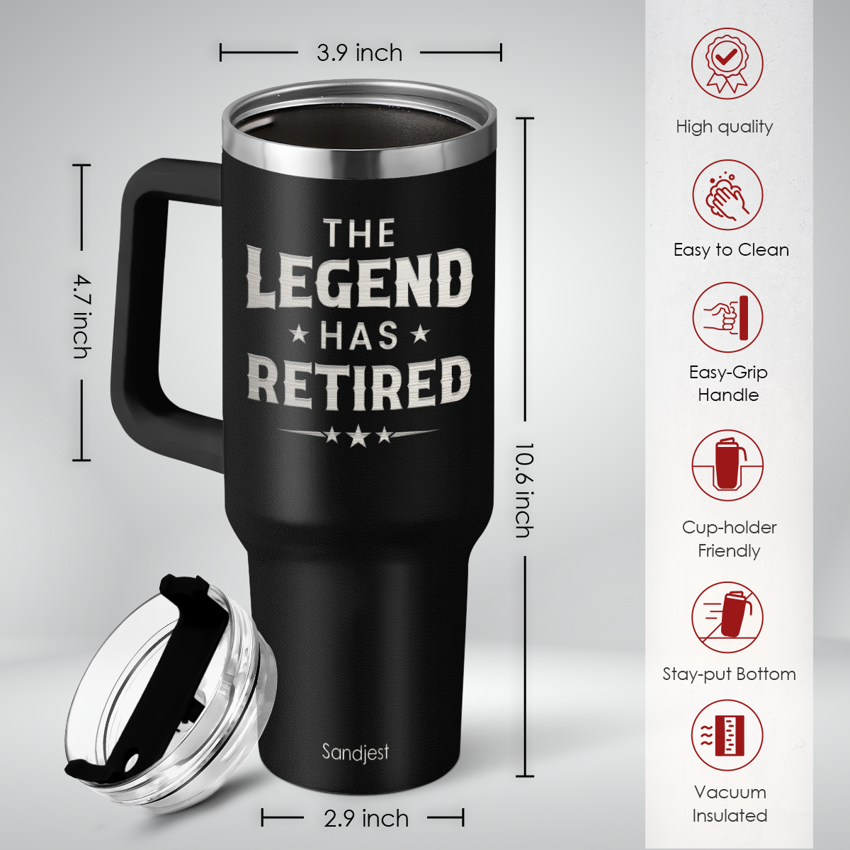 Retirement Gift for Men - 40oz Stainless Steel Insulated Coffee Tumbler with Lid & Straw, Gift Ideas for Boss Coworkers Fathers Husband, Christmas Birthday