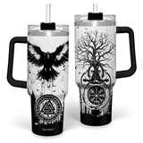 Viking Gifts for Men, 40oz Stainless Steel Insulated Coffee Tumbler With Lid & Straw, Travel Cup Gift for Husband Dad, Christmas Birthday