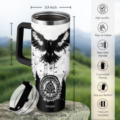 Viking Gifts for Men, 40oz Stainless Steel Insulated Coffee Tumbler With Lid & Straw, Travel Cup Gift for Husband Dad, Christmas Birthday