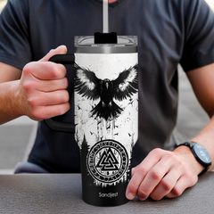 Viking Gifts for Men, 40oz Stainless Steel Insulated Coffee Tumbler With Lid & Straw, Travel Cup Gift for Husband Dad, Christmas Birthday
