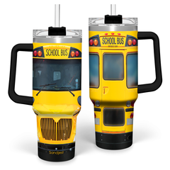 School Bus Driver Gift, 40oz Stainless Steel Insulated Coffee Tumbler With Lid & Straw, Travel Mug Appreciation Gift for Men Women Christmas Birthday Back To School