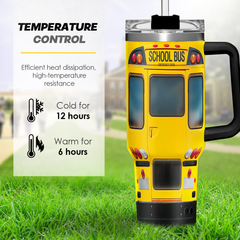 School Bus Driver Gift, 40oz Stainless Steel Insulated Coffee Tumbler With Lid & Straw, Travel Mug Appreciation Gift for Men Women Christmas Birthday Back To School