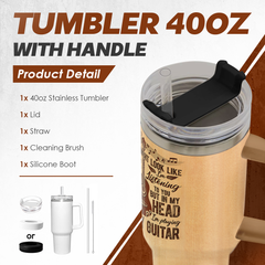 Guitarist Gifts for Men, 40oz Stainless Steel Insulated Coffee Tumbler with Lid & Straw, Travel Cup Gift for Musician Guitar Player, Christmas Birthday