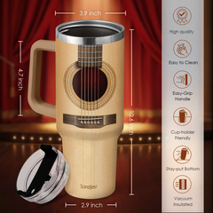 Guitarist Gifts for Men, 40oz Stainless Steel Insulated Coffee Tumbler with Lid & Straw, Travel Cup Gift for Musician Guitar Player, Christmas Birthday