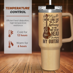 Guitarist Gifts for Men, 40oz Stainless Steel Insulated Coffee Tumbler with Lid & Straw, Travel Cup Gift for Musician Guitar Player, Christmas Birthday