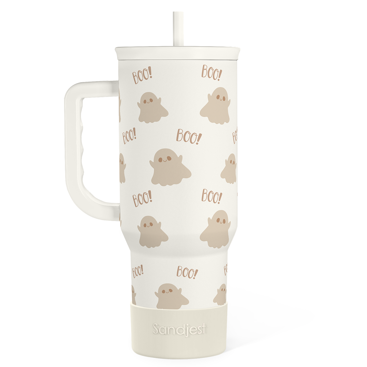 Boo Tumbler with Handle and Straw 40oz – Stainless Sleel Slider Tumbler Travel Coffee Mug for Women - Gift Idea for Fall Autumn Halloween Christmas