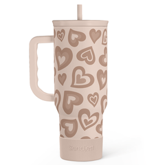 Heart Tumbler with Handle and Straw 40oz – Stainless Sleel Slider Tumbler Travel Coffee Mug for Women - Gift Idea for Birthday Christmas Valentine's Day