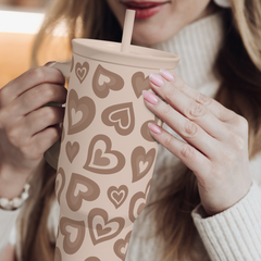 Heart Tumbler with Handle and Straw 40oz – Stainless Sleel Slider Tumbler Travel Coffee Mug for Women - Gift Idea for Birthday Christmas Valentine's Day