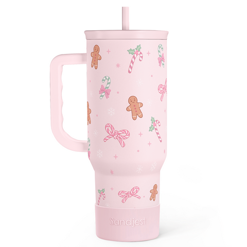 Christmas Theme 40oz Slider Tumbler with Handle and Straw - Insulated Stainless Steel Travel Coffee Mug for Women Girls, Gift for Birthday Xmas