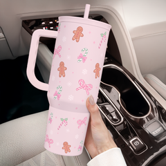 Christmas Theme 40oz Slider Tumbler with Handle and Straw - Insulated Stainless Steel Travel Coffee Mug for Women Girls, Gift for Birthday Xmas
