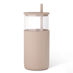 Glass Tumbler with Straw and Lid, Glass Water Bottle with Silicone Sleeve 20oz, Smoothie, Iced Coffee Cup, Gifts for Women Teen Girls Birthday Christmas