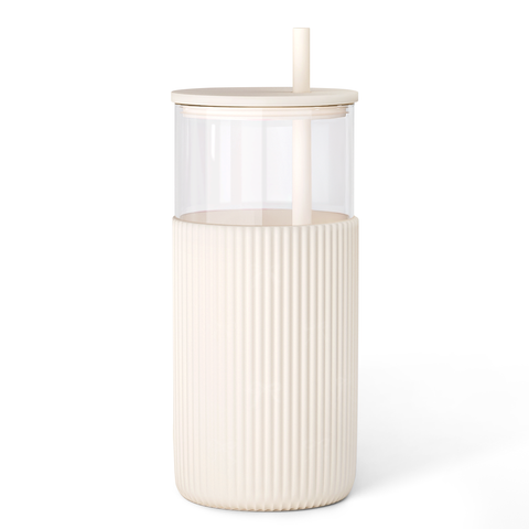 Glass Tumbler with Straw and Lid, Glass Water Bottle with Silicone Sleeve 20oz, Smoothie, Iced Coffee Cup, Gifts for Women Teen Girls Birthday Christmas