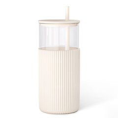 Glass Tumbler with Straw and Lid, Glass Water Bottle with Silicone Sleeve 20oz, Smoothie, Iced Coffee Cup, Gifts for Women Teen Girls Birthday Christmas