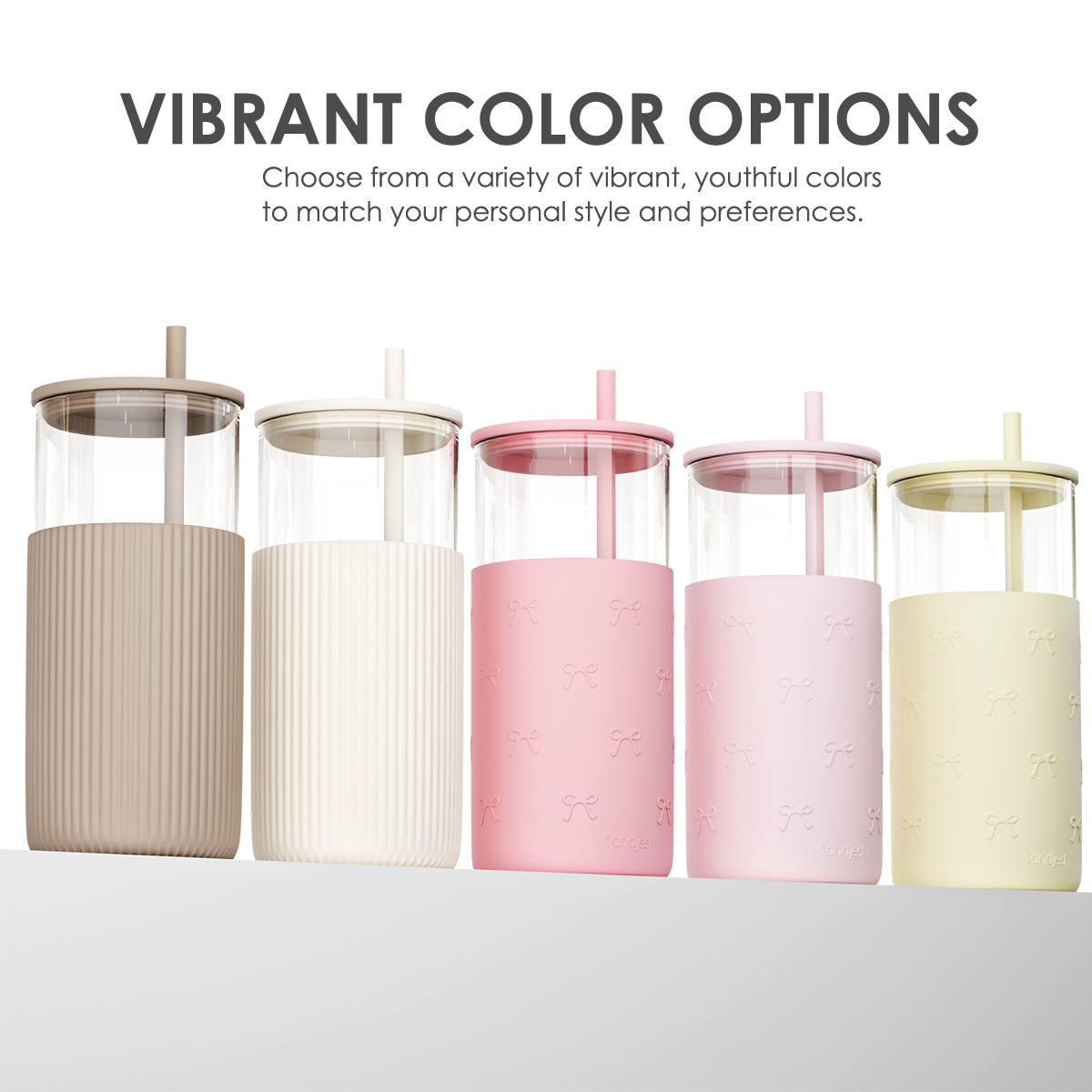 Glass Tumbler with Straw and Lid, Glass Water Bottle with Silicone Sleeve 20oz, Smoothie, Iced Coffee Cup, Gifts for Women Teen Girls Birthday Christmas