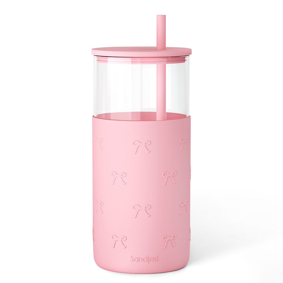 Glass Tumbler with Straw and Lid, Glass Water Bottle with Silicone Sleeve 20oz, Smoothie, Iced Coffee Cup, Gifts for Women Teen Girls Birthday Christmas