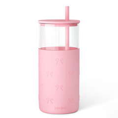 Glass Tumbler with Straw and Lid, Glass Water Bottle with Silicone Sleeve 20oz, Smoothie, Iced Coffee Cup, Gifts for Women Teen Girls Birthday Christmas