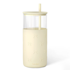 Glass Tumbler with Straw and Lid, Glass Water Bottle with Silicone Sleeve 20oz, Smoothie, Iced Coffee Cup, Gifts for Women Teen Girls Birthday Christmas