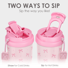 CaféMate 18oz Coffee Tumbler | Coquette Bows
