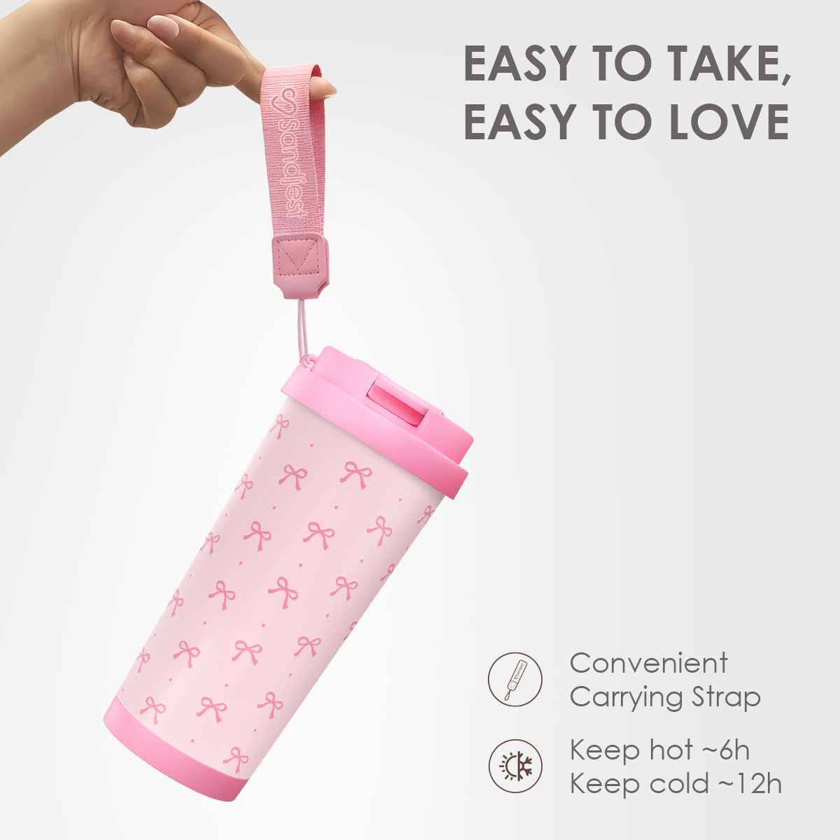 CaféMate 18oz Coffee Tumbler | Coquette Bows