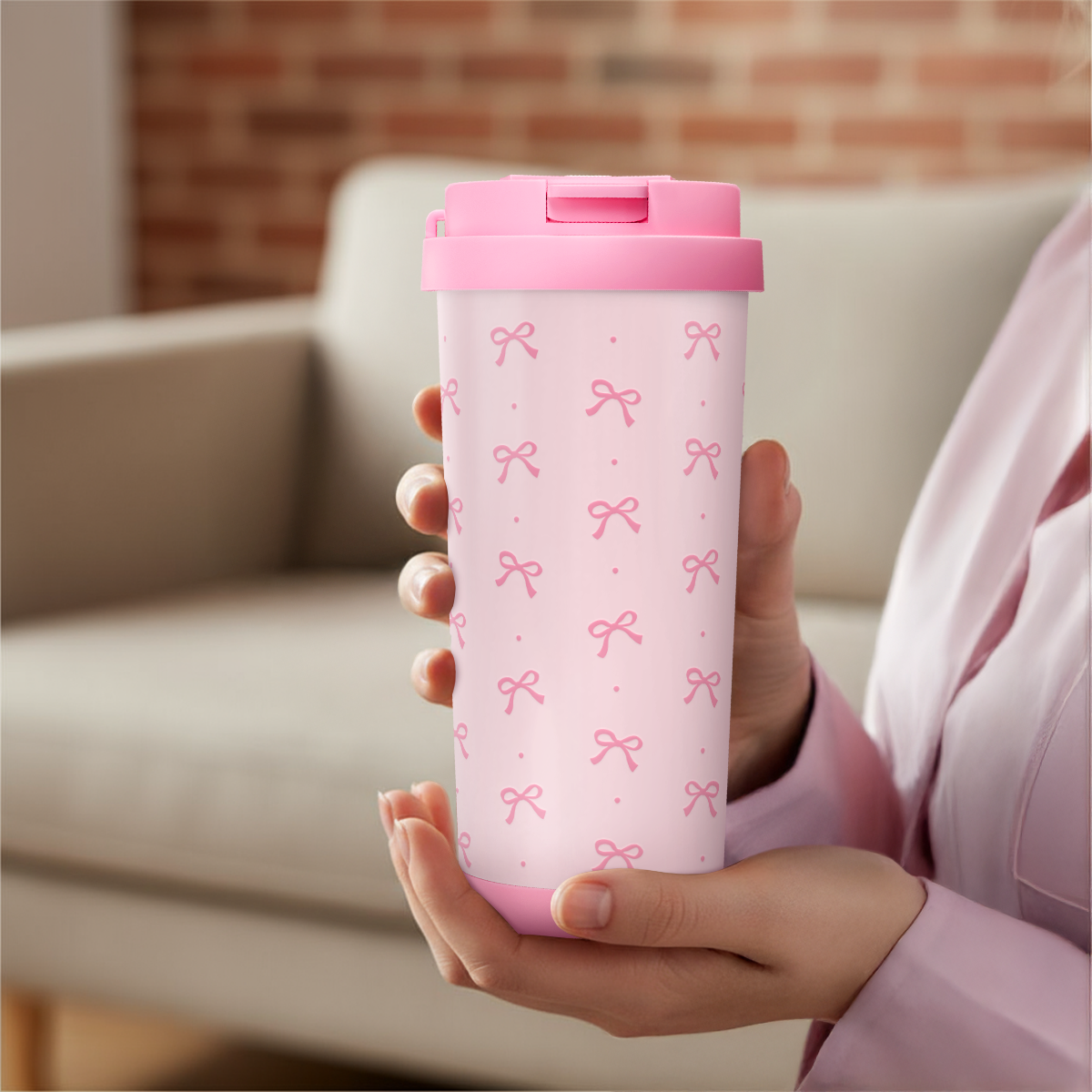 CaféMate 18oz Coffee Tumbler | Coquette Bows