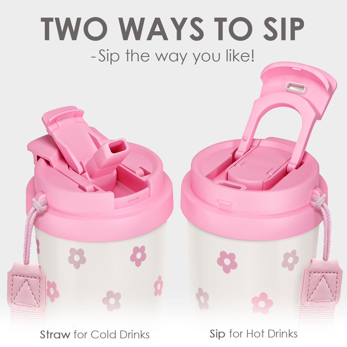 CaféMate 18oz Coffee Tumbler | Pink Flowers