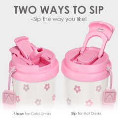 CaféMate 18oz Coffee Tumbler | Pink Flowers