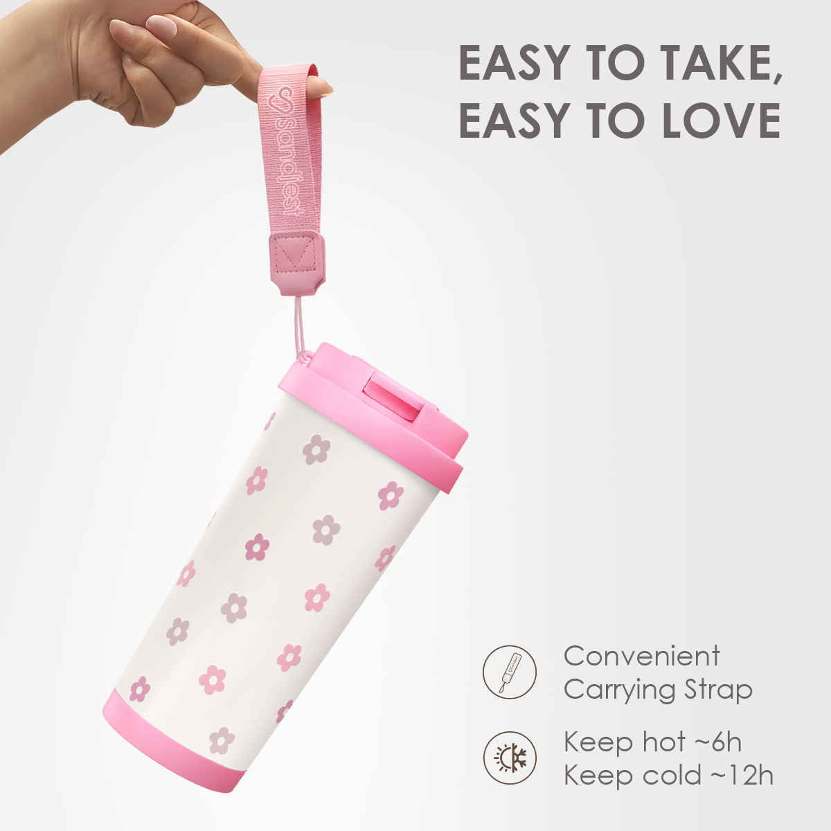 CaféMate 18oz Coffee Tumbler | Pink Flowers