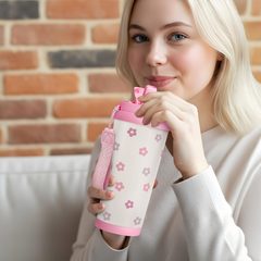 CaféMate 18oz Coffee Tumbler | Pink Flowers