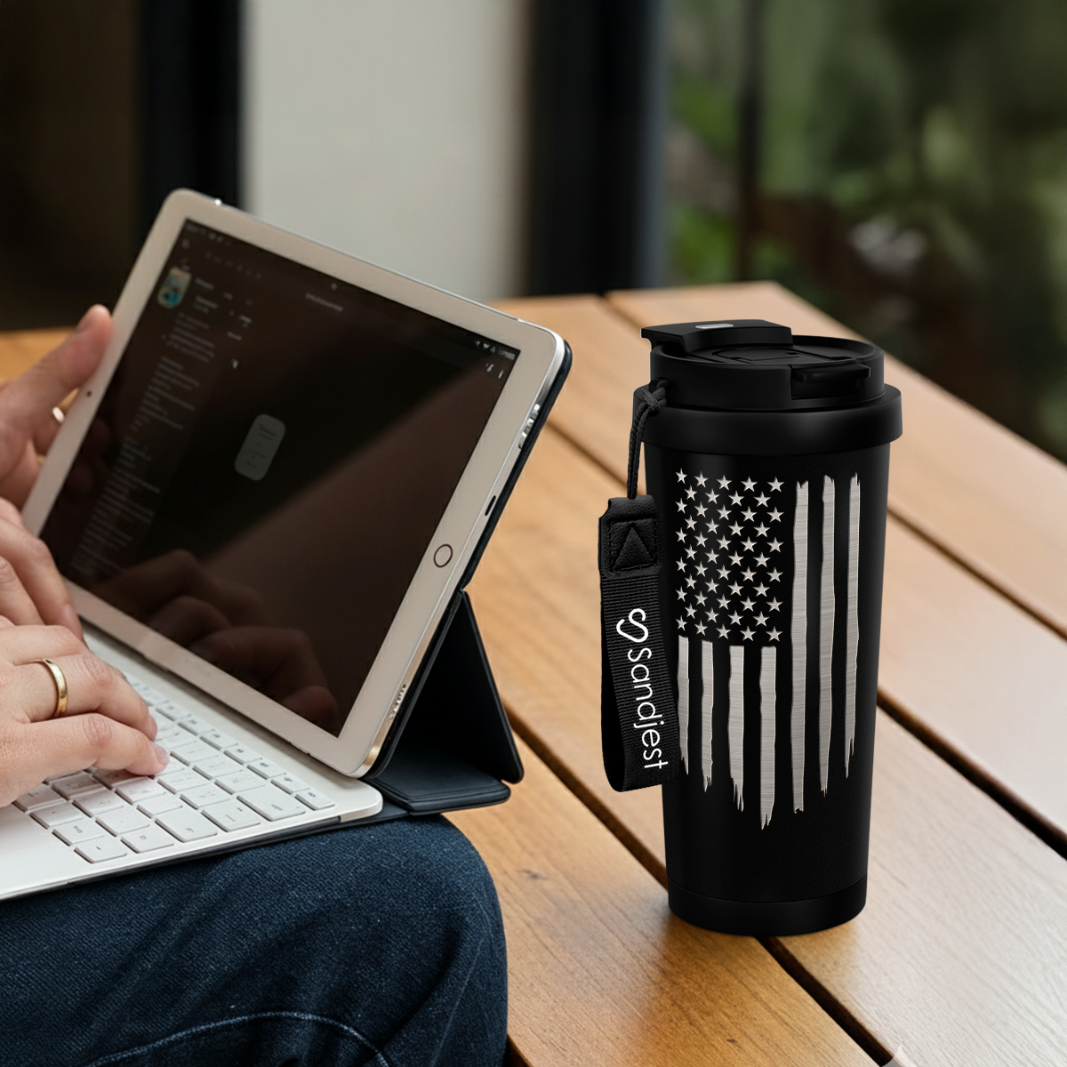 CaféMate 18oz Coffee Tumbler | American Flag