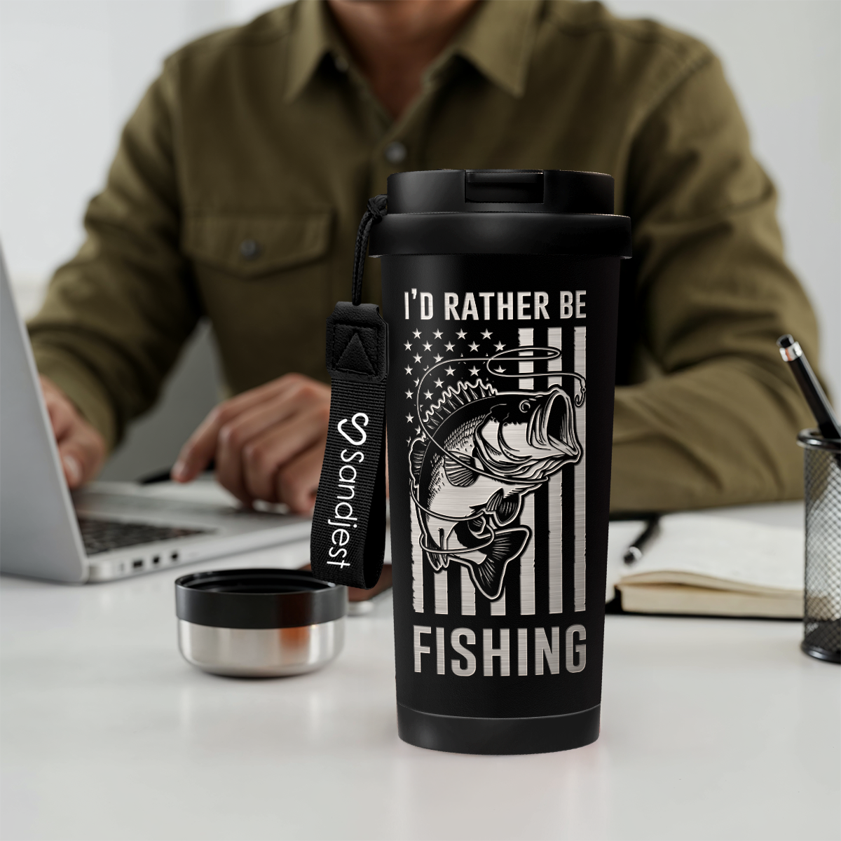 CaféMate 18oz Coffee Tumbler | Fishing Lovers