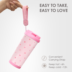 CaféMate 18oz Coffee Tumbler | Pink Hearts