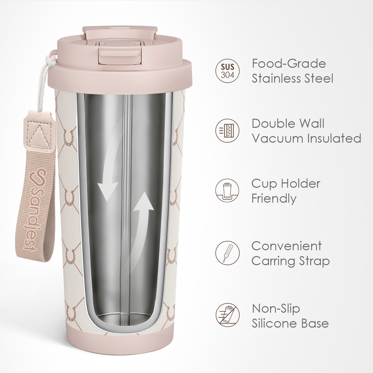 CaféMate 18oz Coffee Tumbler | Horseshoes