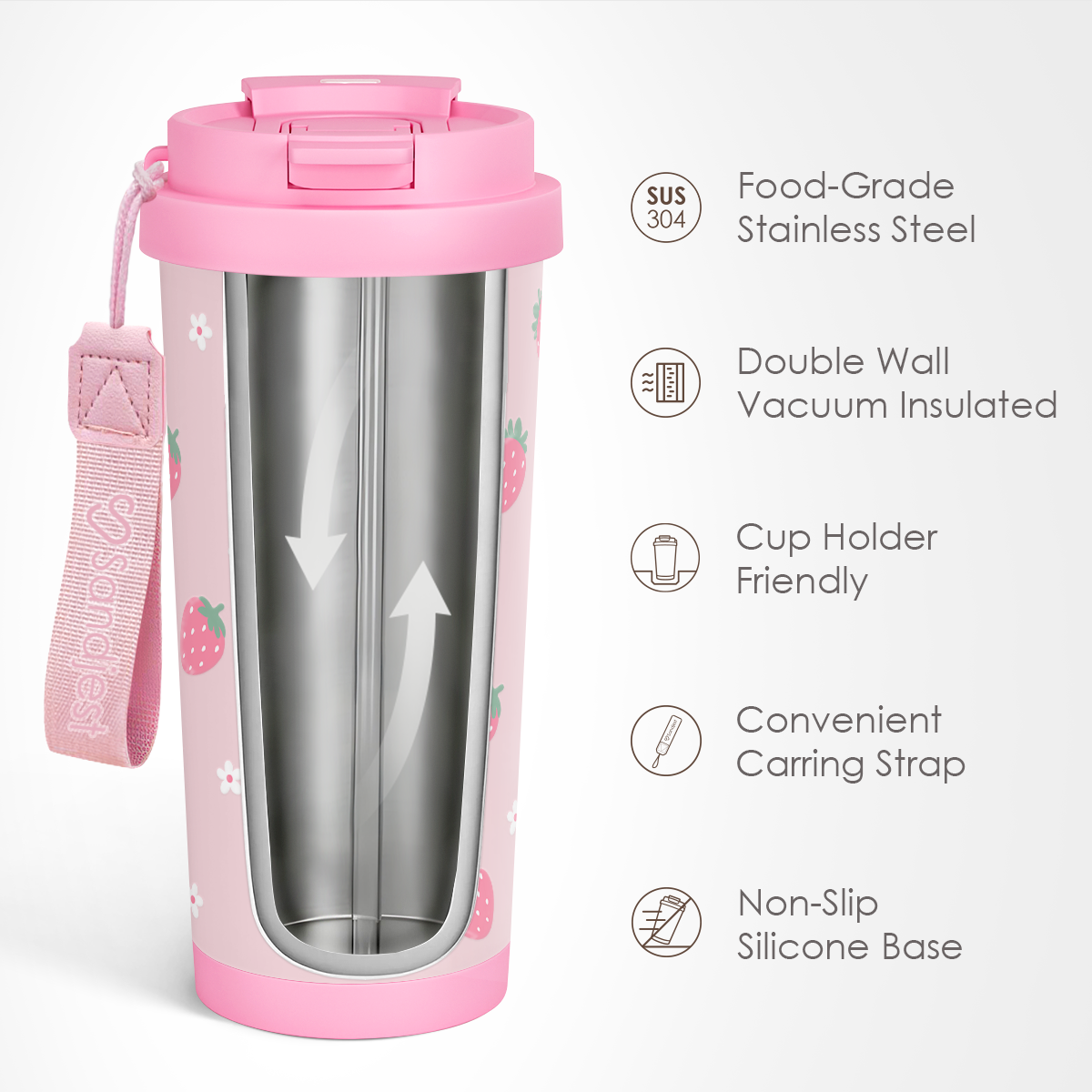 CaféMate 18oz Coffee Tumbler | Strawberries