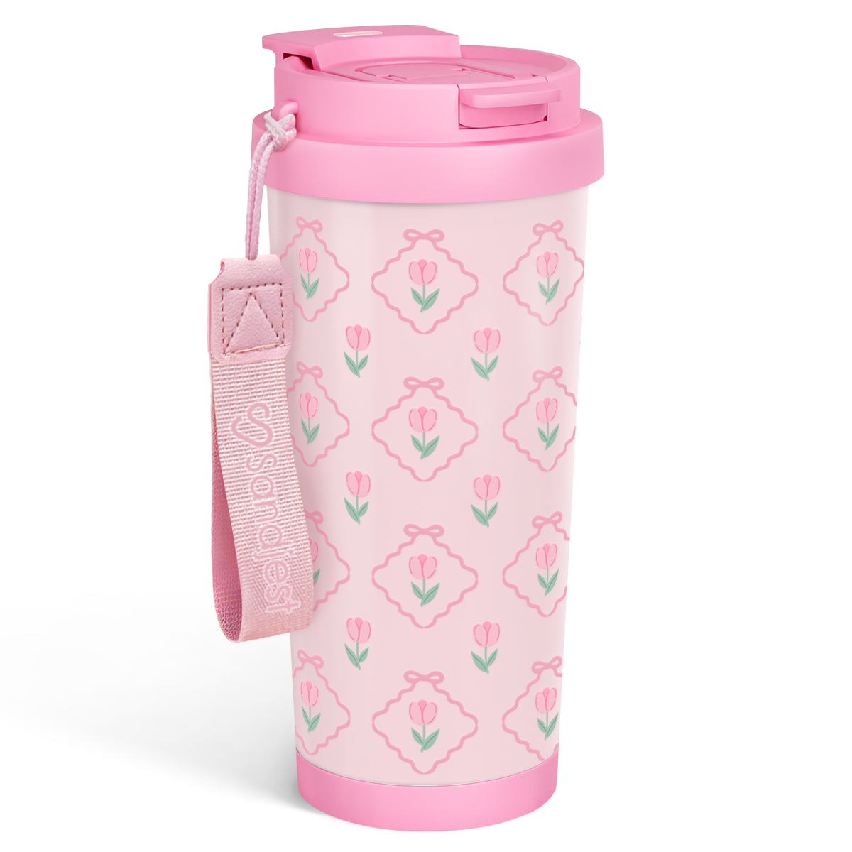 CaféMate 18oz Coffee Tumbler | Pink Tulips