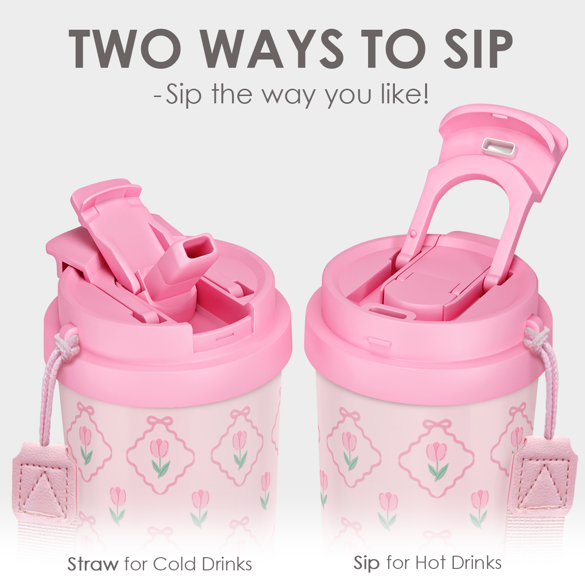 CaféMate 18oz Coffee Tumbler | Pink Tulips