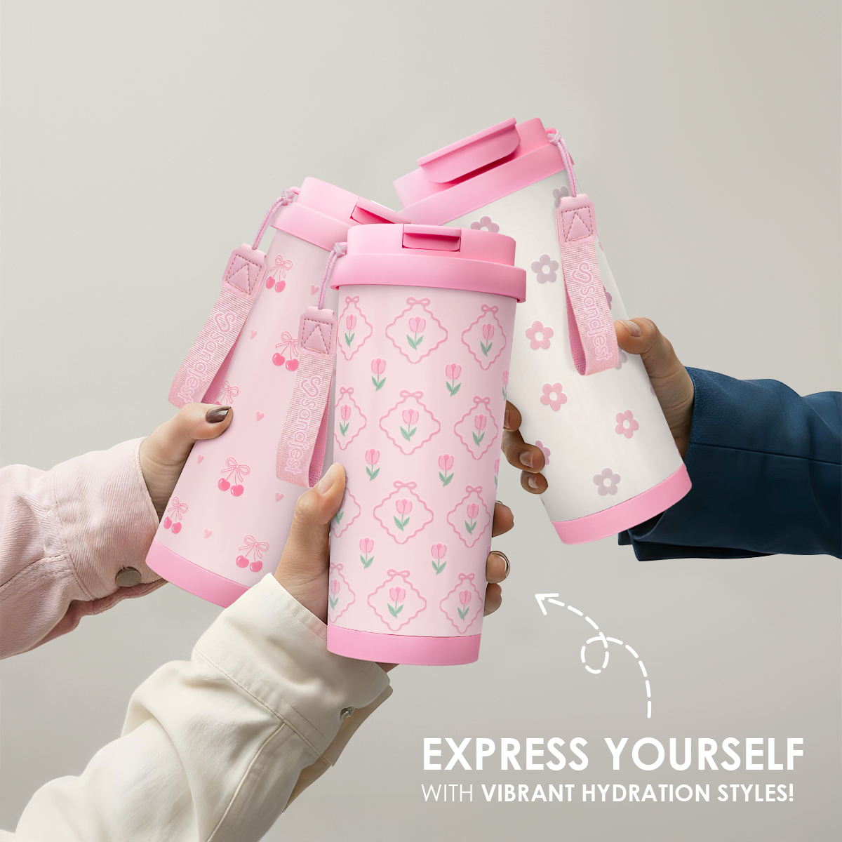 CaféMate 18oz Coffee Tumbler | Pink Tulips
