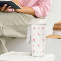 CaféMate 18oz Coffee Tumbler | White Tulips