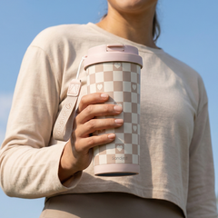 CaféMate 18oz Coffee Tumbler | Checkered Pattern