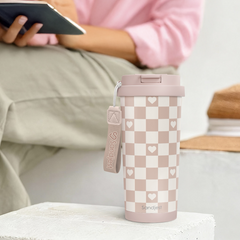CaféMate 18oz Coffee Tumbler | Checkered Pattern