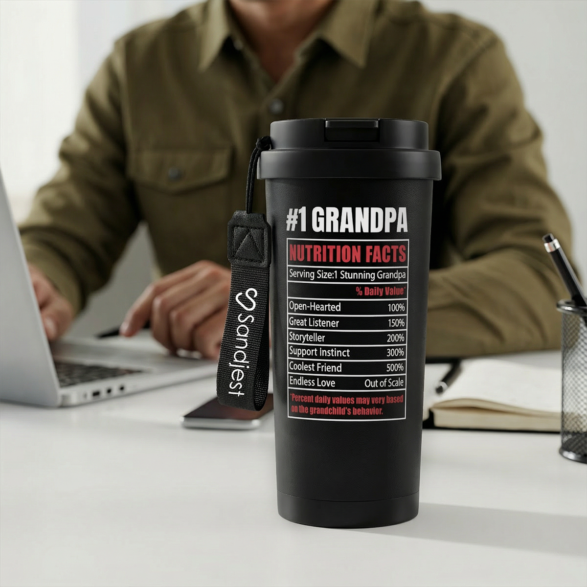 CaféMate 18oz Coffee Tumbler | Gift for Grandpa