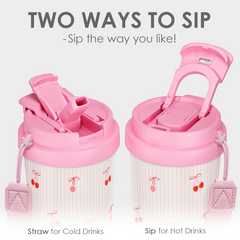 CaféMate 18oz Coffee Tumbler | Cherry Stripes