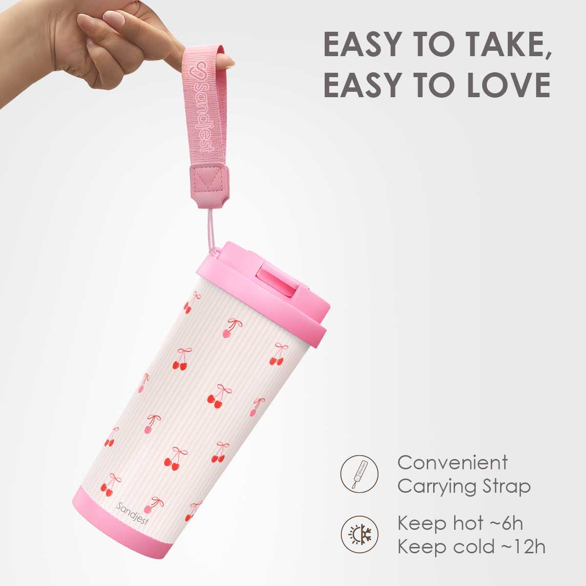 CaféMate 18oz Coffee Tumbler | Cherry Stripes
