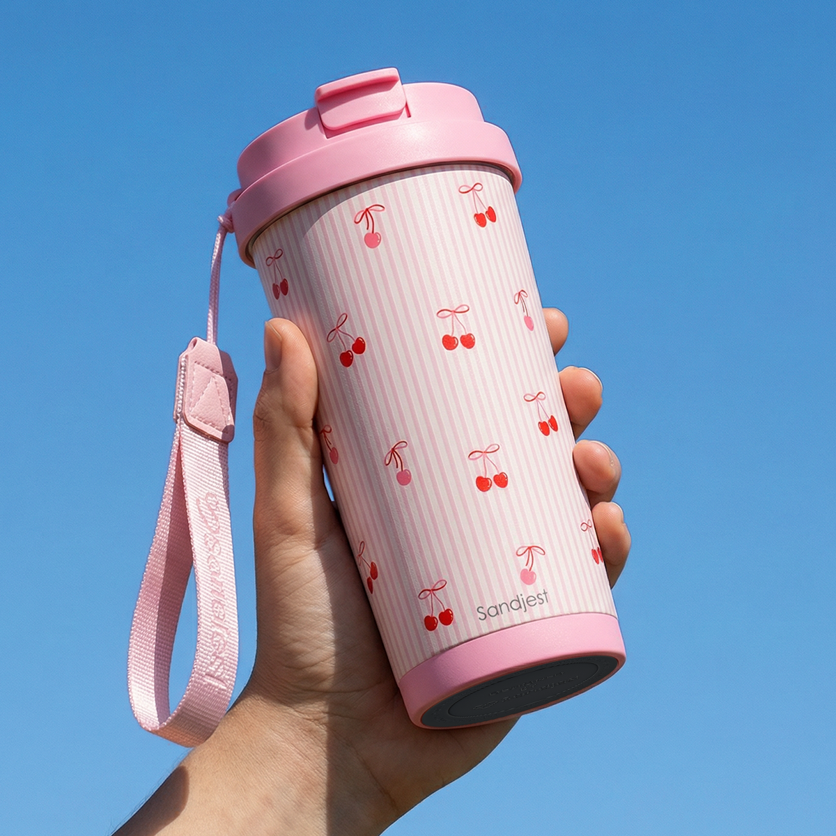 CaféMate 18oz Coffee Tumbler | Cherry Stripes